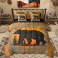 thumbnail image 1 of Homewish Woodland Animal Bear 7 Pieces Bedding Comforter Set,Rustic Old Wooden Full Bedding Set,Orange Brown Fitted Sheet Flat Sheet For Kids,Microfiber Bedroom Decor Reversible, 1 of 8