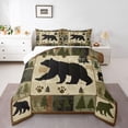thumbnail image 1 of Homewish Woodland Animal Bear Bedding Comforter Set,Rustic Farmhouse Cabin Twin Comforter Sets,Green Beige Bedding Set For Men Women,Super Cozy Room Decor Reversible,2pcs, 1 of 9