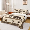 thumbnail image 1 of Homewish Woodland Animal Bear Twin Sheet Sets,Kawaii Bear Paws Twin Fitted Sheet,Brown Beige Flat Sheet For Kids,Microfiber Bedroom Decor,3-Piece, 1 of 7
