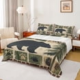 thumbnail image 1 of Homewish Woodland Animal Bear Twin Sheet Sets,Rustic Pine Cone Twin Fitted Sheet,Beige Black Green Flat Sheet For Men Women,Super Cozy Room Decor,3 Pieces, 1 of 7