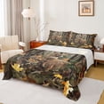 thumbnail image 1 of Homewish Woodland Animal Deer Bed Sheets,Rustic Autumn Leaves King Sheets,Green Brown Sheet Set For Men Women,Super Cozy Room Decor,4-Piece, 1 of 7