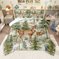 thumbnail image 1 of Homewish Woodland Animal Deer Queen Comforter Set,Rustic Farmhouse Cabin Bedding Sets,Green Plant Bedding Comforter Set For Boys Girls,Breathable Home Decor Reversible,3-Piece, 1 of 8