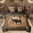 thumbnail image 1 of Homewish Woodland Animal Moose 7-Piece Bedding Comforter Set,Brown Pine Cone King Bedding Sets,Country Farmhouse Lodge Bed Sheets For Boys Teens,Ultra Soft Home Decor Reversible, 1 of 9