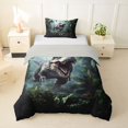 thumbnail image 1 of Homewish Woodland Dino Twin Duvet Cover,Jungle Wildlife Twin Bedding,Green,Light Gray Reversible,2pcs,1 Duvet Cover and 1 Pillowcase, 1 of 6