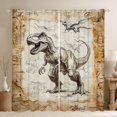 thumbnail image 1 of Homewish Woodland Dinosaur Kitchen Curtains,Minimalist Sketch Dino Black Out Curtains Pack of 2 (42x63 Each),Brown, 1 of 6