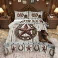 thumbnail image 1 of Homewish Wtexas Stars Horseshoe Queen Comforter Set,Western Cowboy Boots Bedding Sets,Rustic Farmhouse Lodge Bedding Comforter Set For Teens,Breathable Home Decor Reversible,3 Pieces, 1 of 8