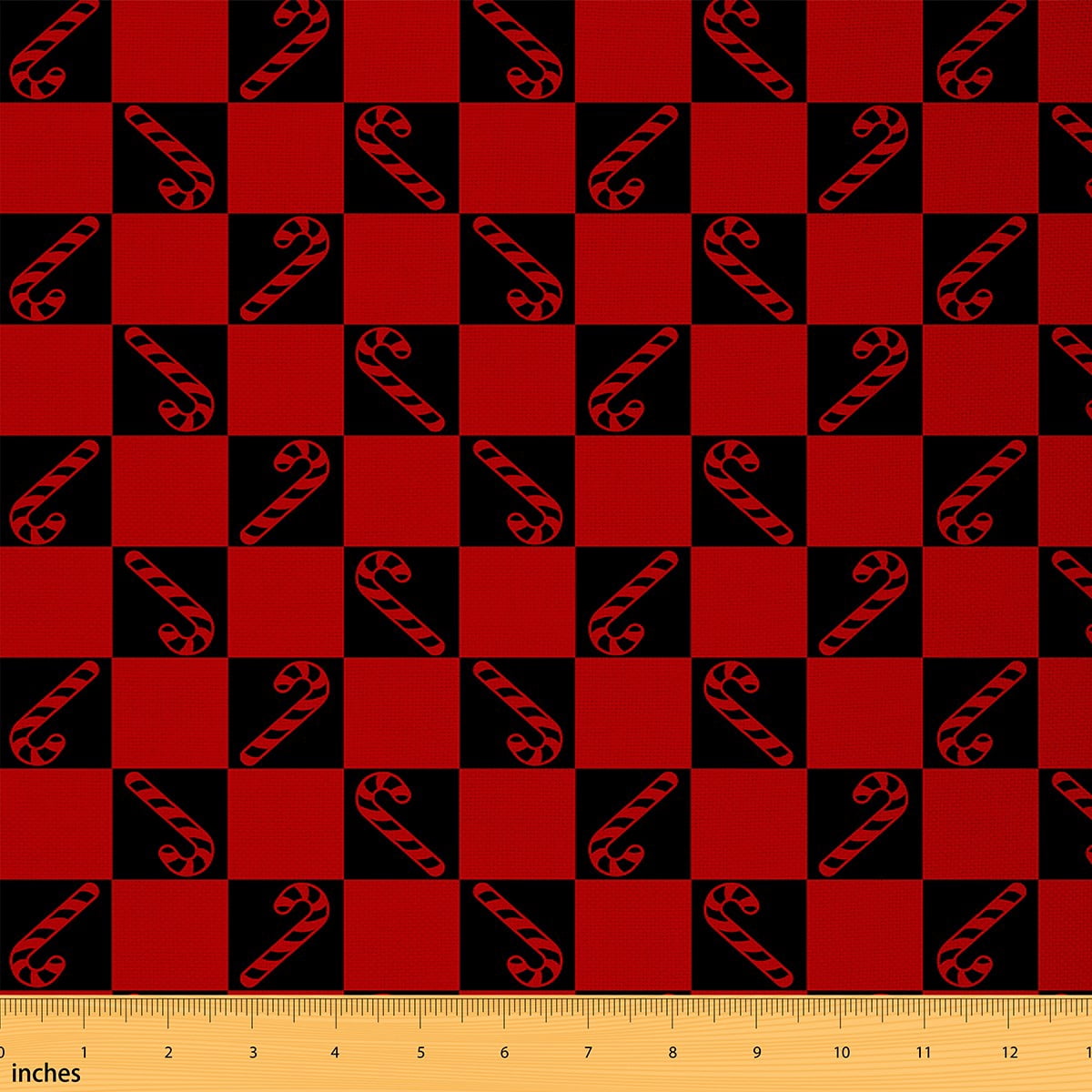 Homewish Xmas Candy Cnae Fabric by the Yard 3 Yard,Merry Christmas Sewing Fabric,Red Black Room Decor Fabric by the Yard For Teens,Super Cozy Room Decor