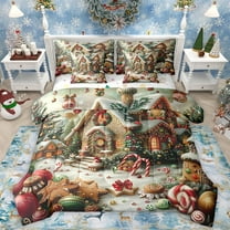 Homewish Xmas Gingerbread Man 7-Piece Twin Bedding Sets For Teens Boys Girls,Colorful Candy Cane Bedding Comforter Set,Merry Christmas Breathable Sheet Sets,Ultra Soft Home Decor,Reversible