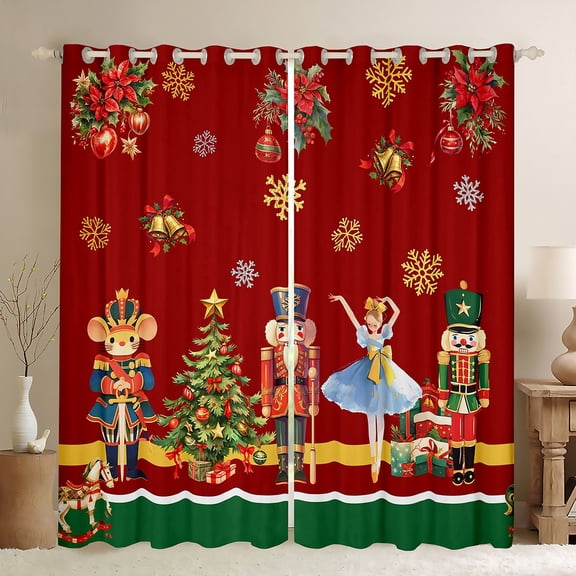 Homewish Xmas Nutcracker Black Out Curtains for Teens Boys Girls,Ballet Girl Curtains Pack of 2 (42x63 Each),Merry Christmas Bedroom Curtains,Super Cozy Room Decor