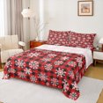 thumbnail image 1 of Homewish Xmas Snowflake Full Size Sheets 4-Piece for Kids Boys Girls,Geometric Plaid Grid Breathable Bed Sheets,Merry Christmas Lightweight Sheet Sets,Breathable Home Decor, 1 of 7