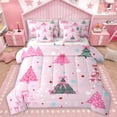 thumbnail image 1 of Homewish Xmas Tree 7-Piece Twin Bedding Sets For Teens Boys Girls,Cartoon Pink Bowknot Bedding Comforter Set,Merry Christmas Breathable Sheet Sets,Luxury Bedroom Decor,Reversible, 1 of 8