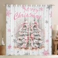 thumbnail image 1 of Homewish Xmas Tree Blackout Curtains Set of 2 (52x84 Each) for Female Teens Girls,Merry Christmas Window Curtains,Pink Bowknot Snowflake Curtains and Drapes,Ultra Soft Home Decor, 1 of 6