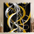 thumbnail image 1 of Homewish Yellow Abstract Lines Blackout Curtains Set of 2 (52x84 Each),Contemporary Aesthetic Curtain, 1 of 6