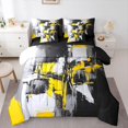 thumbnail image 1 of Homewish Yellow Aesthetic Patchwork 7 Pieces Full Size Bedding Sets,Geometric Abstract Full Size Bed in a Bag,Black Reversible, 1 of 8