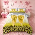 thumbnail image 1 of Homewish Yellow Bow Full Size Comforter Sets for Girls, Cute Leopard Print Bedding Comforter Set, Polka Dots Reversible, 3pcs 1 Comforter and 2 Pillowcases, 1 of 6