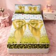 thumbnail image 1 of Homewish Yellow Bow Zipper Twin Comforter Sets with Fitted Sheet and 2 Pillowcases for Girls, Cute Leopard Print Zipper Bedding Set, 1 of 7