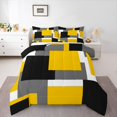 thumbnail image 1 of Homewish Yellow Patchwork Block Queen Comforter Set,Modern Abstract Art Comforter Sets Queen,Black Reversible,3pcs,1 Comforter and 2 Pillowcases, 1 of 7