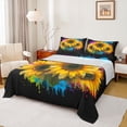 thumbnail image 1 of Homewish Yellow Sunflower Queen Sheet Sets,Watercolor Splatter Ink Flat Sheet,Tustic Plant Flower Queen Fitted Sheet For Girls Kids,Super Cozy Room Decor,4-Piece, 1 of 7