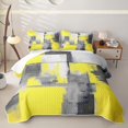 thumbnail image 1 of Homewish Yellow Watercolor Square Quilt Full,Vintage Abstract Artwork Full Bedspread Sets,3-Piece, 1 of 7
