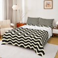 thumbnail image 1 of Homewish Yellow Wave Lines Queen Sheets,Contemporary Art Queen Sheet Sets,4pcs,1 Flat Sheet, 1 Fitted Sheet and 2 Pillowcases, 1 of 6
