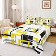 thumbnail image 1 of Homewish Yellow White Lines Queen Sheet Sets,Geometric Stripe Flat Sheet,Abstract Desgin Queen Fitted Sheet For Adult,Luxury Bedroom Decor,4-Piece, 1 of 7