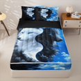 thumbnail image 1 of Homewish Yin Yang Black White Wolf Print Zipper Twin Comforter Sets with Fitted Sheet and 2 Pillowcases,Cloudy Sky Zipper Bedding Set For Men And Women,Reversible,4-Piece, 1 of 7
