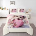 thumbnail image 1 of Homewish Yorkshire Terrier Daisy Full Size Comforter Sets,Pink Polka Dot Bow Bedding Comforter Set,Heart Decor,Pink Reversible,3-Piece,1 Comforter and 2 Pillowcases, 1 of 7