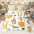 thumbnail image 1 of Homewish Zoo Animal Giraffe Lions Elephant King Comforter Sheet Set, Reversible Super Cozy Boys Girls Bedding, 7-Piece, 1 of 8