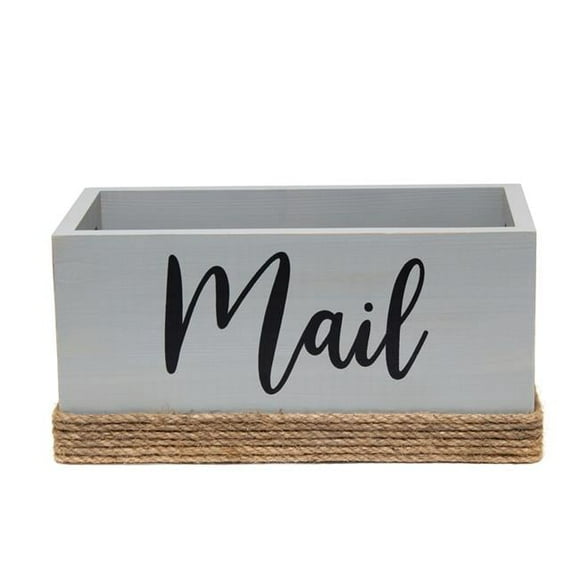 Homewood Farmhouse Rustic Wood decorative Mail Holder, Bills & Letter Storage with Mail Script in Black - Gray