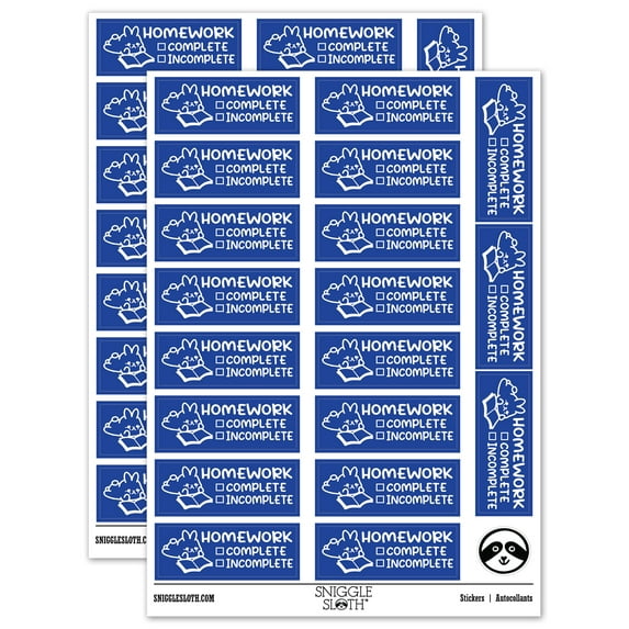 Homework Complete Incomplete Checklist Teacher Student School Sticker Set - Dark Blue - Matte Finish - 2.00" Large