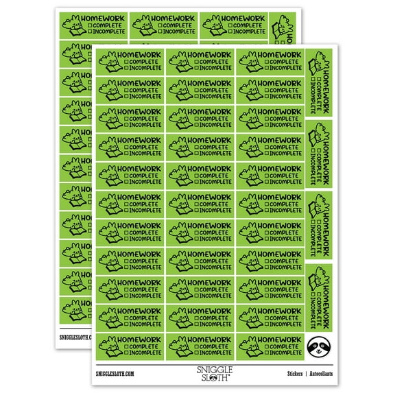Homework Complete Incomplete Checklist Teacher Student School Sticker Set - Light Green - Gloss Finish - 1.5" Small