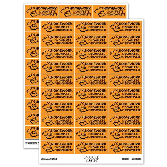 Homework Complete Incomplete Checklist Teacher Student School Sticker Set - Orange - Matte Finish - 1.75" Medium