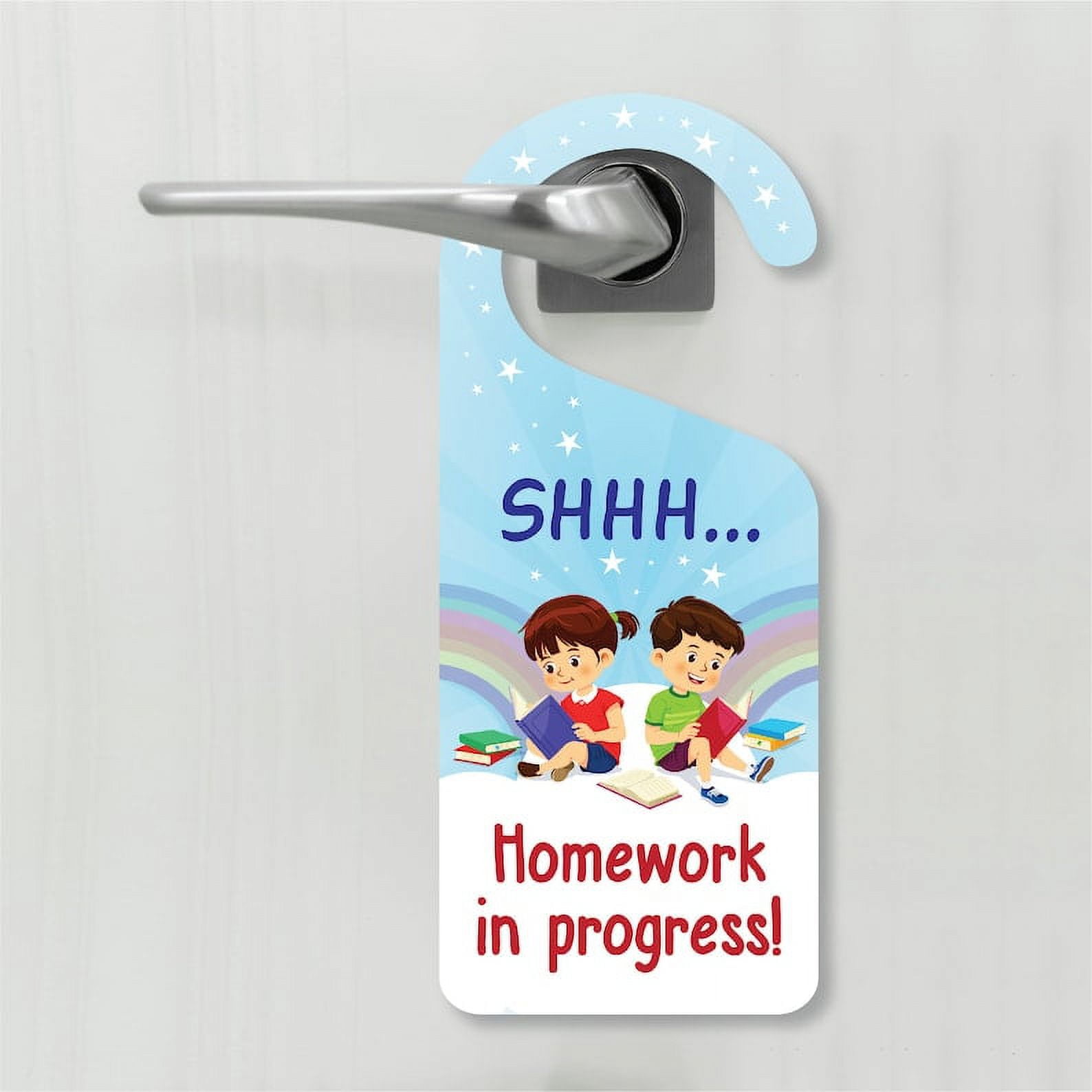 Homework In Progress Door Hanger (4.25” x 11", Single Sided) Homework Doorknob Sign, PVC Door ...