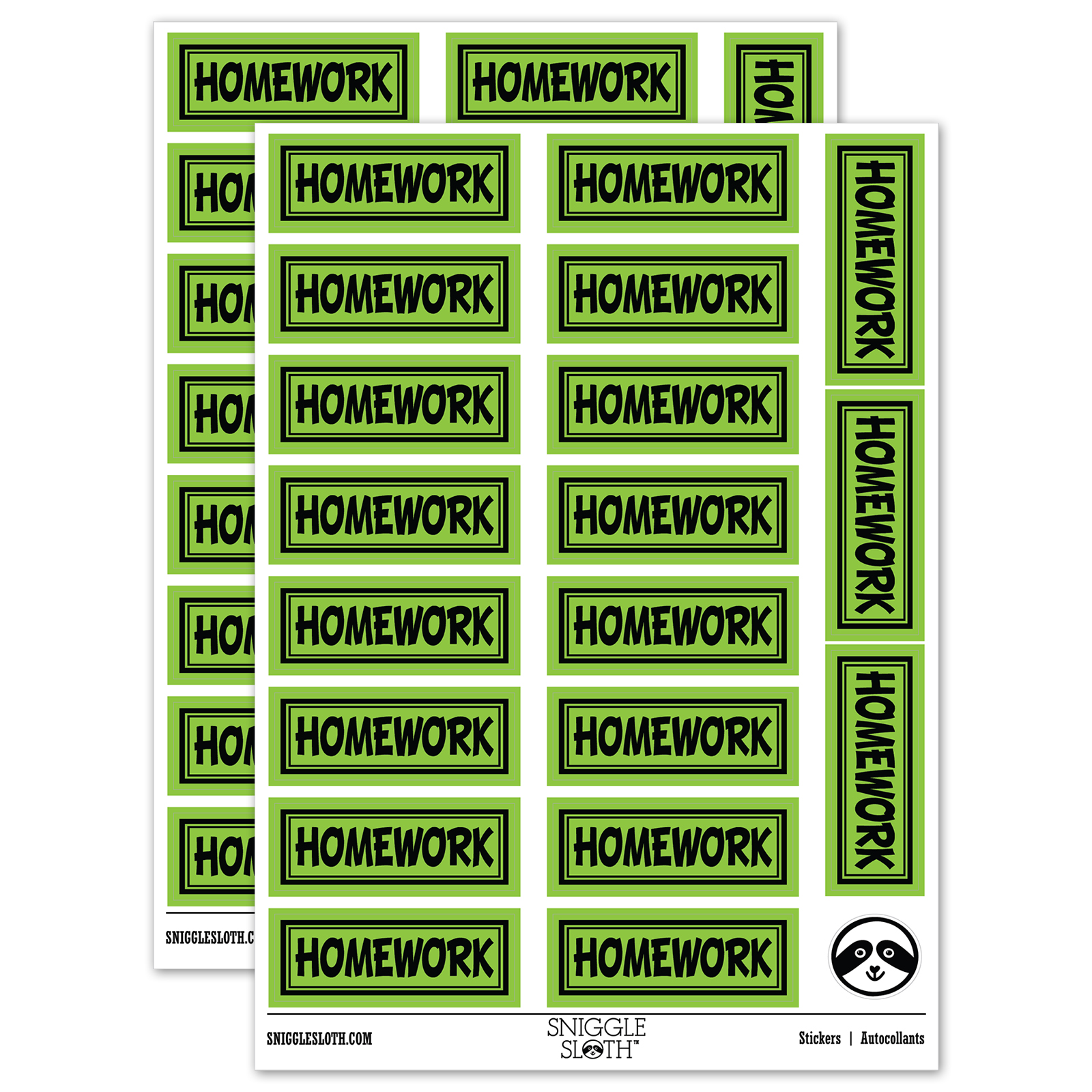 Homework School Teacher with Border Sticker Set - Light Green - Gloss ...