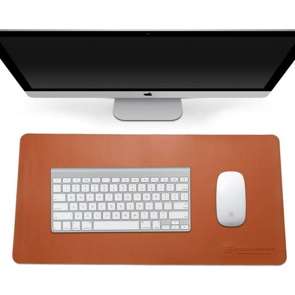 Homeworkism Leather Desk Pad(31.5 x 15.7 inches), Mouse Pad, Office Desk Mat, Non-Slip PU Leather Desk Blotter,Laptop Desk Pad,Waterproof Desk Writing Pad for Office and Home (Brown)