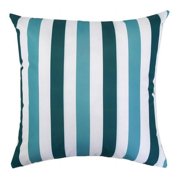 Homey Cozy 20" Fabric Outdoor Throw Pillow with Striped in Green (Set of 2)