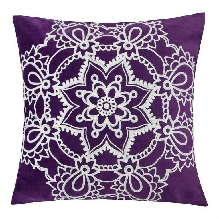 Homey Cozy Eleanor 20 Velvet Throw Pillow with Star Mandala in Purple Walmart