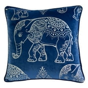 Homey Cozy Foil Print Elephant Throw Pillow Cover & Insert Blue