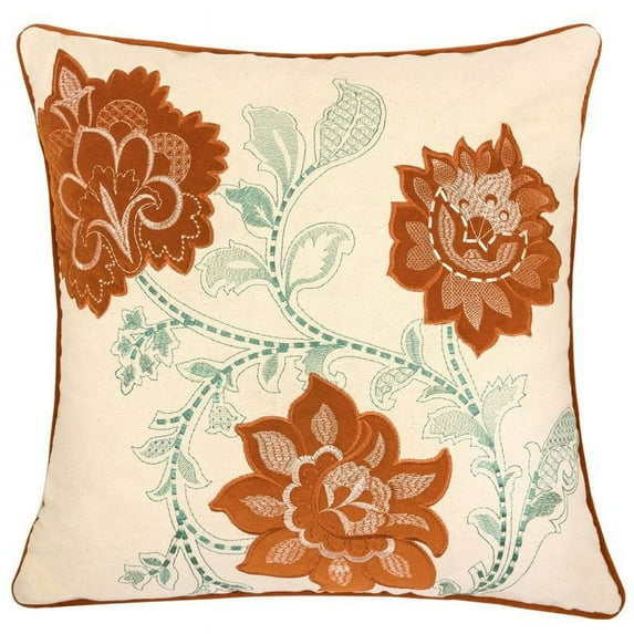 Homey Cozy Samantha 20" Square Cotton Decorative Throw Pillow in Spice Orange