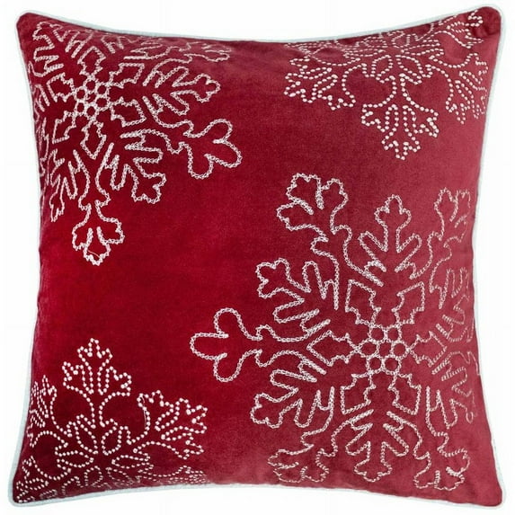 Homey Cozy Sophia Christmas Holiday Oversized Fabric Pillow with Insert in Red