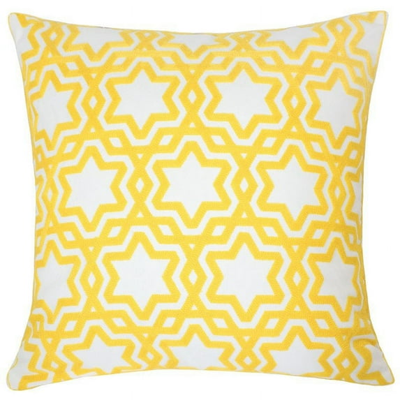 Homey Cozy Tara 18" Square Cotton Decorative Throw Pillow in Sunshine Yellow
