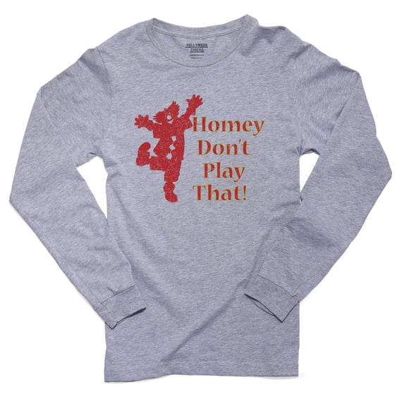 Homey Don't Play That - Funny Red Color In Living Clown Men's Long Sleeve Grey T-Shirt