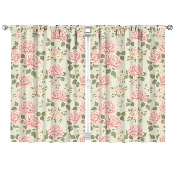 Homey Floral Blackout Curtains 42x63 Inch 2 Panels Rod Pocket Drapes for Bedroom and Soft Lighting