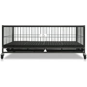 Homey Pet 43" Whelping Box for Small Dogs, Heavy Duty Metal Puppy Whelping Box with Washable Plastic Floor, Removable Tray and Four Lockable Wheels