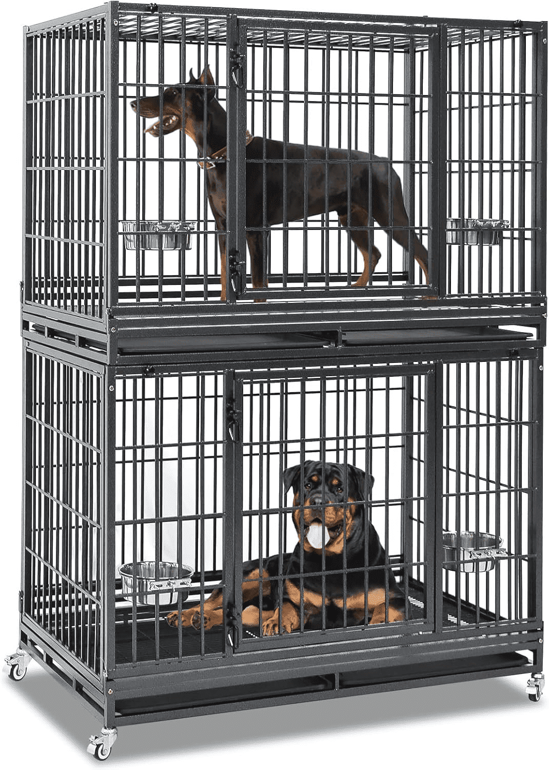 47 Inch Heavy Duty Large Dog Crate, Stackable Indestructible Big