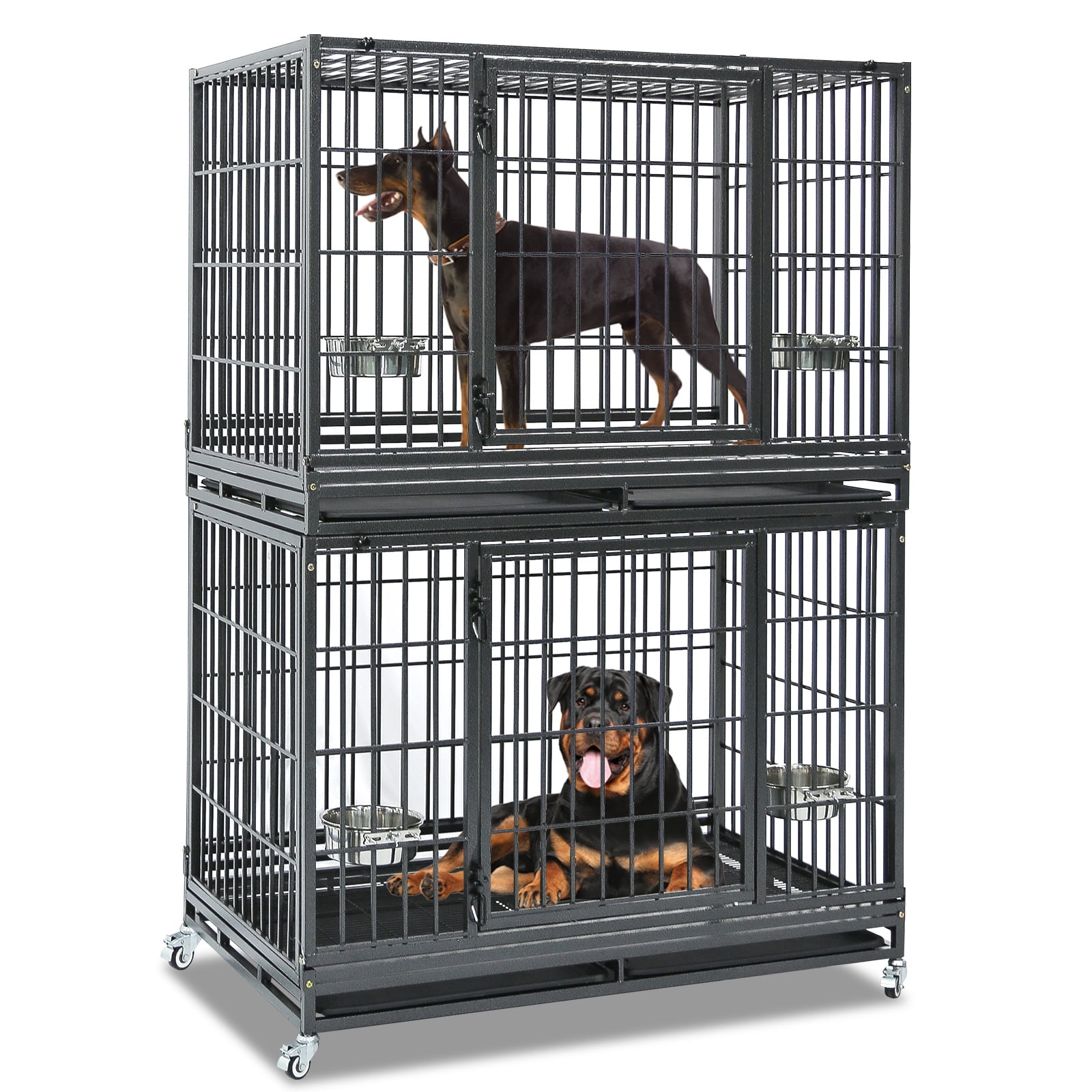 Homey Pet 48 Inch Stackable Heavy Duty Dog Crate Indestructible