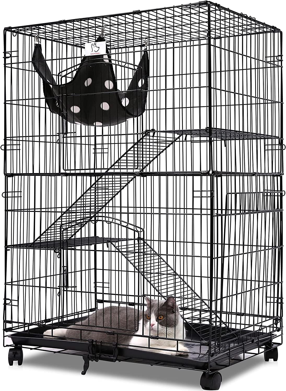 Homey Pet Black Wire Cat, Chinchilla, Ferret Cage w/ Tray and Casters 30 Inch - image 1 of 9
