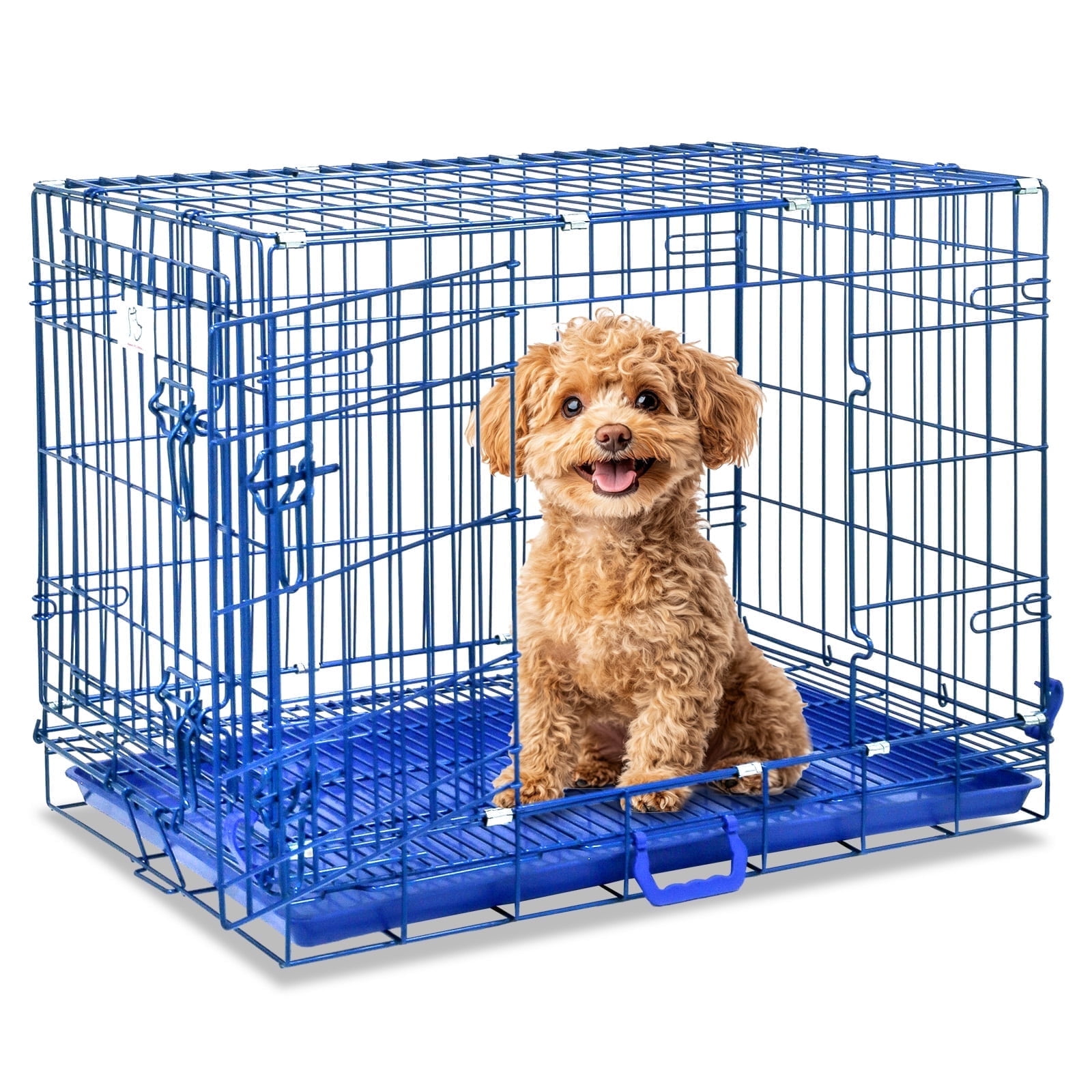 Homey Pet 30 Inch Medium Dog Crate, Royal Blue Dog Cage Small, Foldable ...