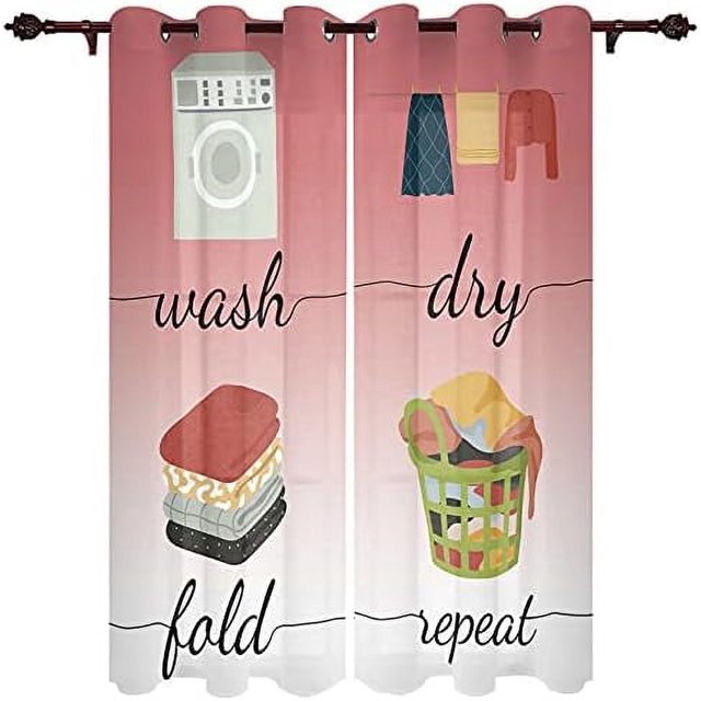 Homey Room Simple Drawn Dry Wash Fold Repeat Window Curtain with