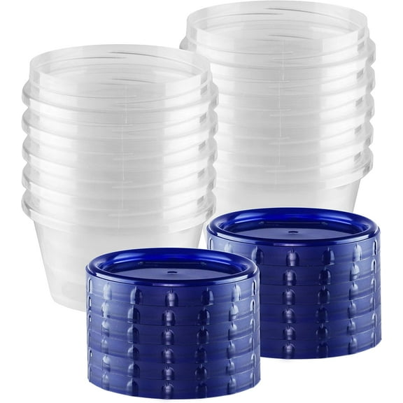 HomeyGear Twist Top Blue Plastic Stackable Food Deli Storage 16 Oz Containers, 12 Count